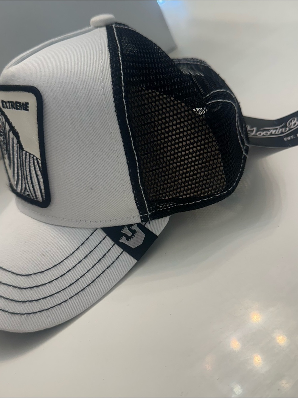 Goorin Brothers White and Black Zebra Extreme Trucker Hat black white - Picture 4 of 9